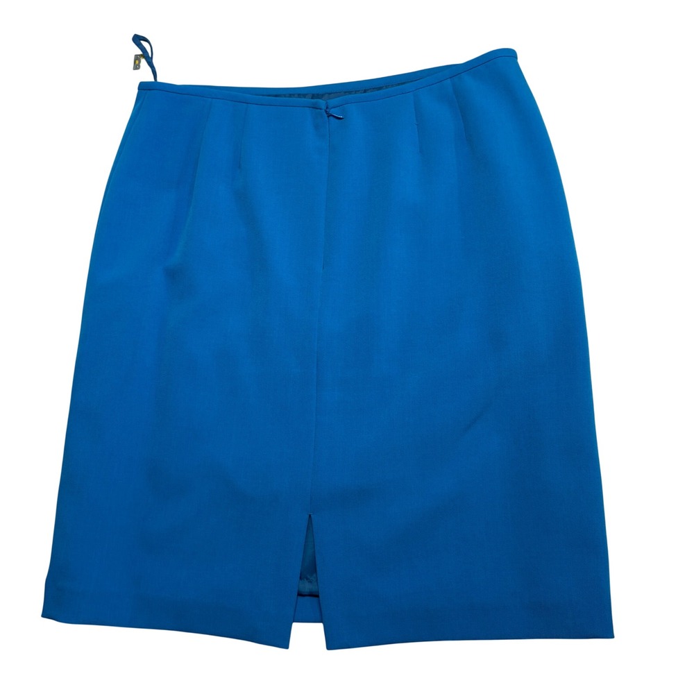 Tahari ASL Skirt Suit Women 14 Blue Shawl Collar Blazer Pencil Skirt Lined Set - Picture 12 of 14